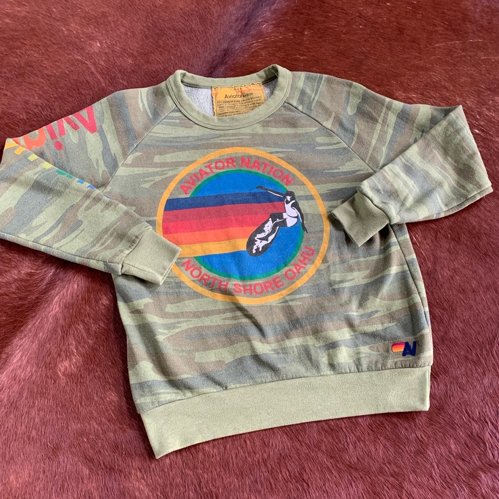 Aviator Nation Camo Logo Crew S